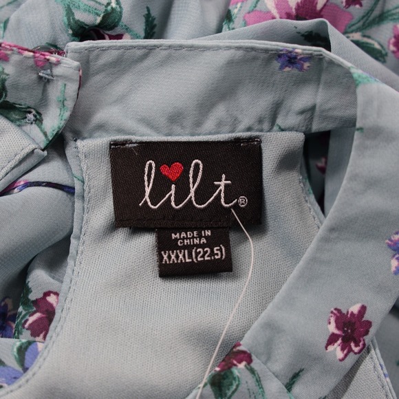 Lilt Women's Plus Halter Neck Keyhole Floral Chiffon Maxi Dress Blue XXXL (22.5) - Picture 11 of 12